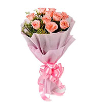 Send Durga Puja Flowers to India. Deliver Pink Roses Bouquet 10 Flowers to India