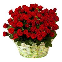 Buy New Born Flowers to India. Deliver Red Roses Basket 36 Flowers to India