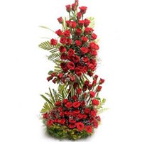 Red Roses Tall Arrangement 250 Flowers
