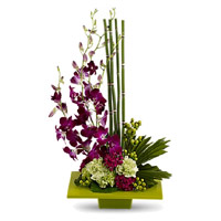 Diwali Flowers to India including 5 Orchids 10 Carnation Flower Arrangement