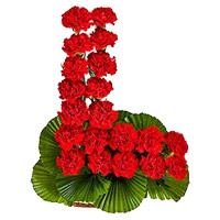 Online Diwali Flowers available that is Red Carnation Basket of 24 Flowers Delivery in India