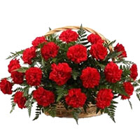 Online Delivery of Rakhi Flowers to India. Red Roses and Carnation Basket of 18 Flowers in India