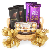 Diwali Gifts Delivery to India including Silk, Bournville and Ferrero Rocher Chocolate Basket