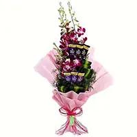 Gifts to India with 12 Red Roses 5 Ferrero Rocher Bouquet