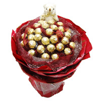 Diwali Gifts Delivery to India. 24 Pcs Ferrero Rocher 6 Inch Teddy Bouquet