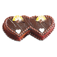 Online Cake Shop in India to send 2 Kg Double Heart Shape Chocolate Cake