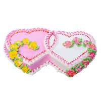 Send Online 3 Kg Double Heart Strawberry Vanilla 2-in-1 Cakes to India on Rakhi