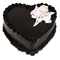 Cake Delivery to India to send 1 Kg Eggless Heart Shape Chocolate Truffle Cake