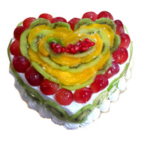 Online Delivery of 3 Kg Heart Shape Fruit Cake to India