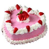 Best Midnight Cake Delivery in India for 1 Kg Heart Shape Strawberry Cake