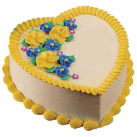Send Rakhi Cakes to India with 1 Kg Heart Shape Butter Scotch Cake