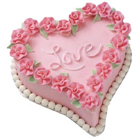 Send Rakhi to India with 1.5 Kg Love Heart Shape Strawberry Cakes in India