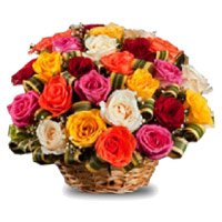 Deepawali Flowers to India. Mixed Roses Basket 30 Flowers in Raipur