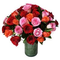 Send Pink, Red, Orange Roses Vase 24 Flowers to India, Send Rakhi to India India