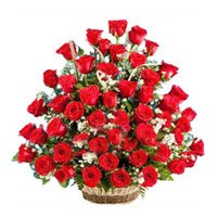 Diwali Flowers in India. Contain Red Roses Basket 50 Flowers in Pune