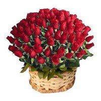 Order Wedding Flowers to India. Red Roses Basket 100 Flowers to India Online