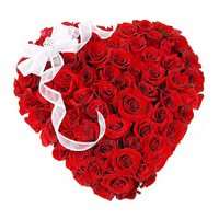 On New Born Order for Red Roses Heart Arrangement 50 Flowers in India