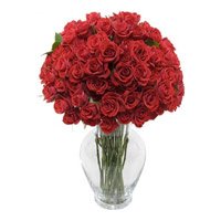 Valentine's Day Flowers to Mumbai Same Day Delivery : Red Roses in Vase 75 Flowers in India