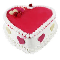 Order for Rakhi in India with 3 Kg Heart Shape Strawberry Cake in India