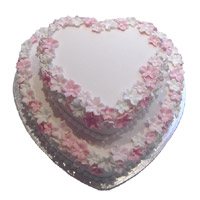 Send 3 Kg Two Tier Heart Shape Strawberry Cake to India Same Day Delivery