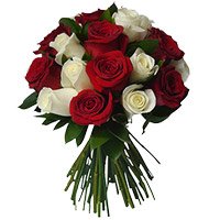 Online Flower Delivery in India on Father's Day for your relatives, Red White Roses Bouquet 18 Flowers to India