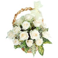 Flowers to India : 12 White Roses Basket