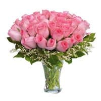 Send Father's Day Flowers to India to Send Pink Roses in Vase 50 Flowers in India