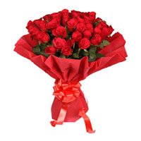 Red Rose Bouquet in Crepe 50 Flowers in India. Diwali Flowers to India